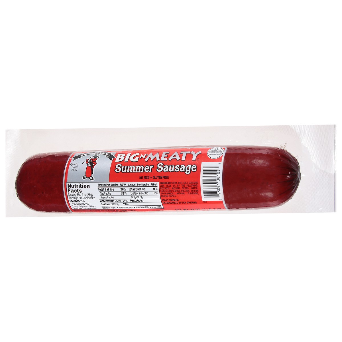 slide 9 of 13, Ambassador Big N' Meaty Summer Sausage, 18 oz