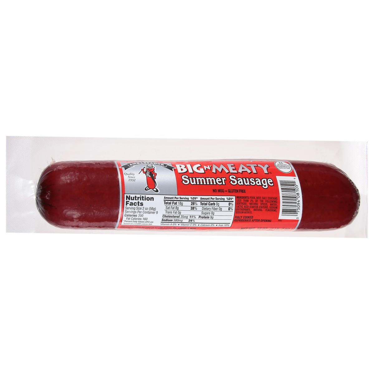 slide 7 of 13, Ambassador Big N' Meaty Summer Sausage, 18 oz