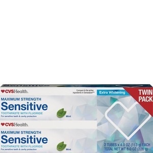 slide 1 of 1, CVS Health Maximum Strength Sensitive Toothpaste With Fluoride, 2 ct