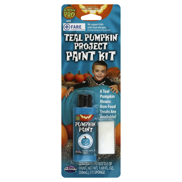 slide 1 of 1, Fun World Pumpkin Pro Teal Pumpkin Project Paint Kit, 2 ct