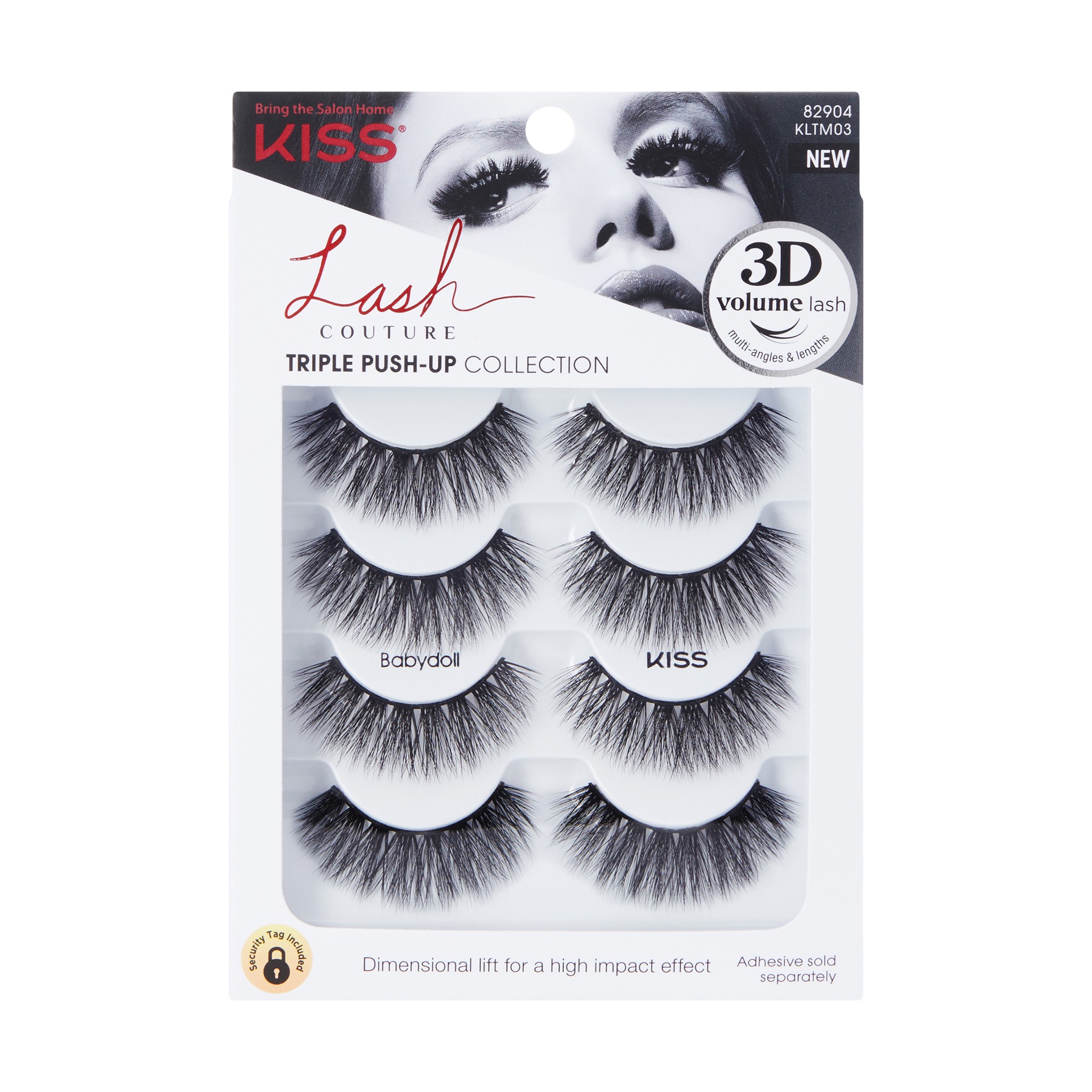 slide 1 of 5, KISS Triple Push-Up Collection Fake Eyelashes Multipack, ‘Babydoll'', 4 Pairs, 1 ct