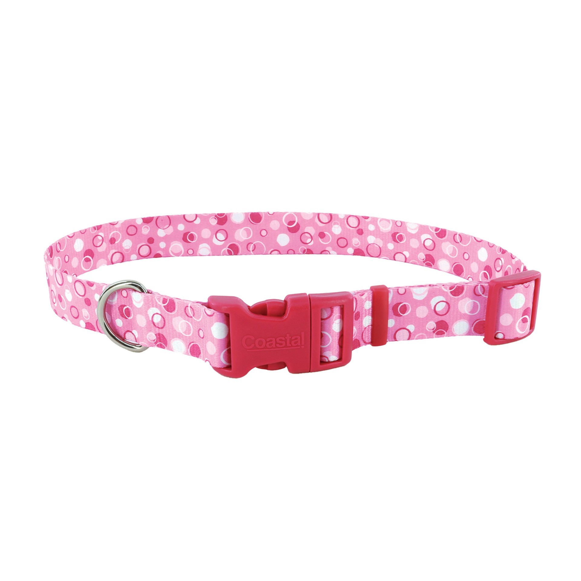 slide 1 of 1, Coastal Style Adjustable Dog Collar, Pink Dots, Large - 1" x 18"-26", 1 ct