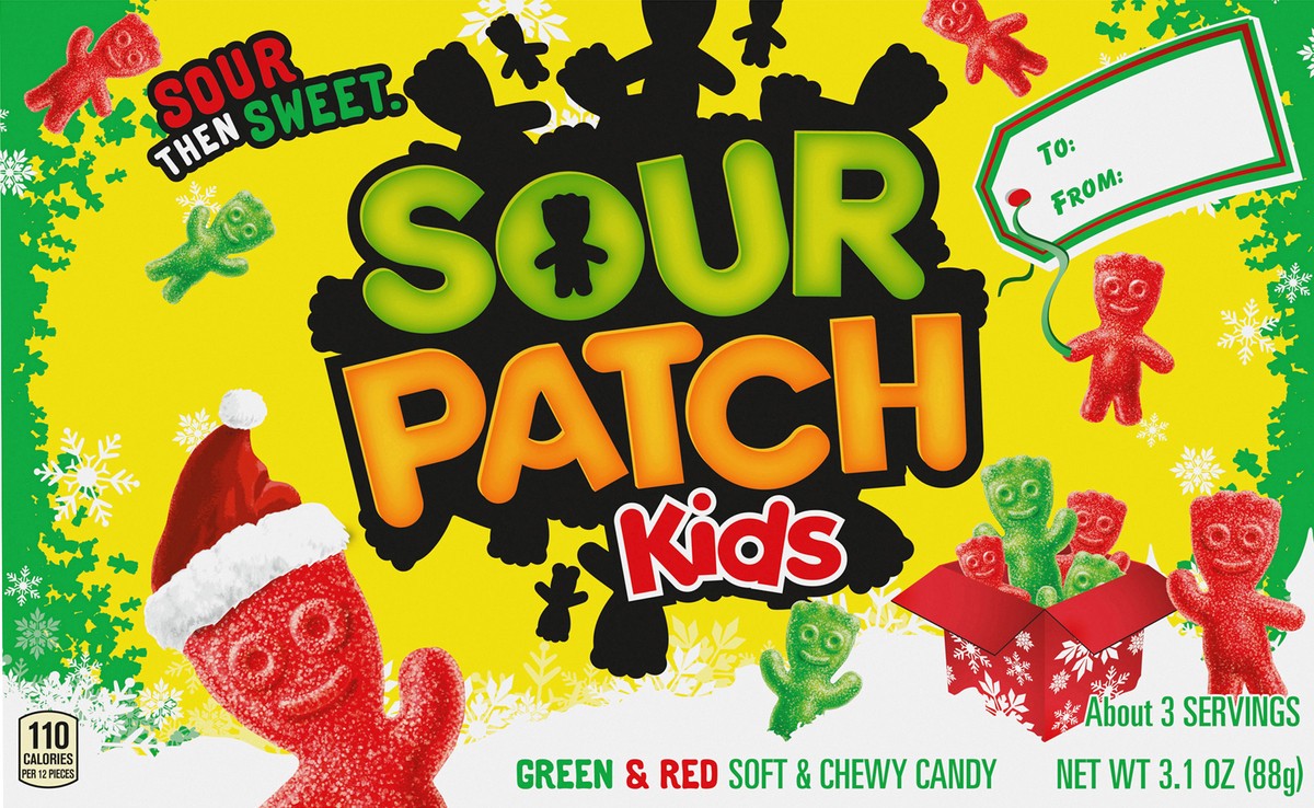 slide 8 of 9, SOUR PATCH KIDS Red & Green Soft & Chewy Holiday Candy, 3.1 oz, 3.1 oz