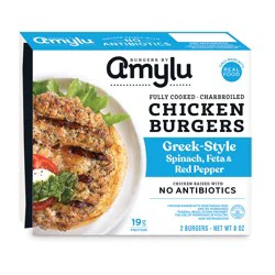 Amylu Foods Charbroiled Greek-Style Chicken Burgers 2 ea
