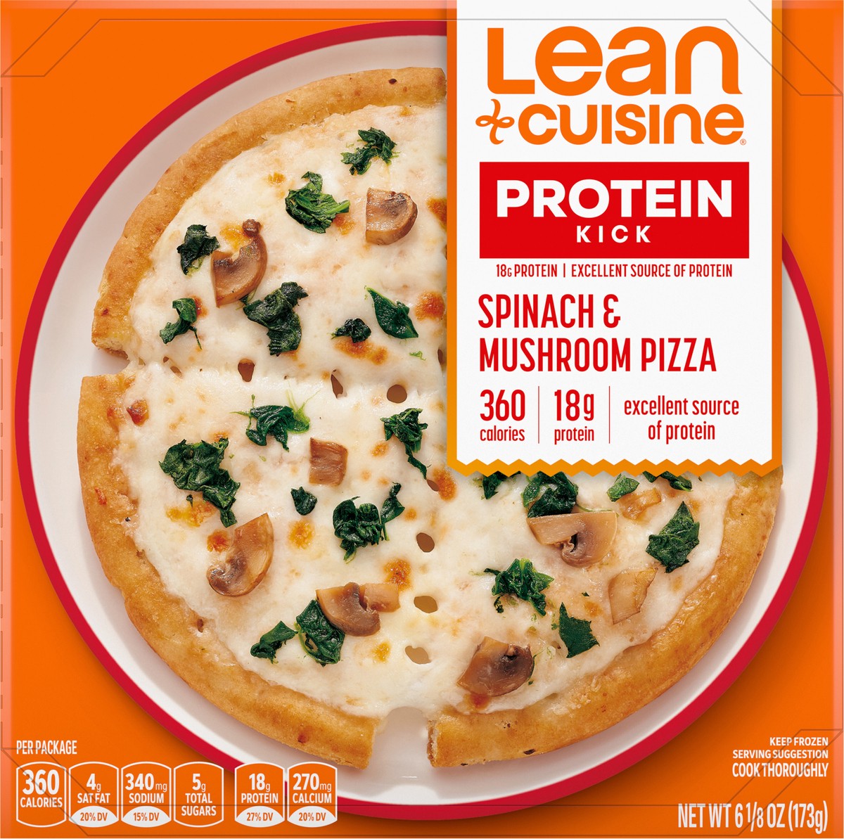 slide 5 of 14, Lean Cuisine Frozen Meal Spinach and Mushroom Frozen Pizza, Protein Kick Microwave Meal, Microwave Pizza Dinner, Frozen Dinner for One, 6.12 oz
