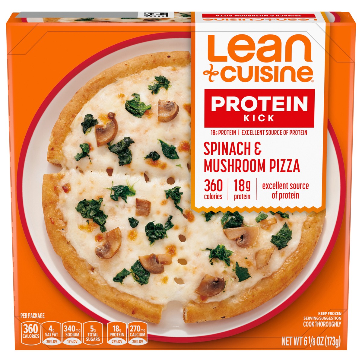 slide 1 of 14, Lean Cuisine Frozen Meal Spinach and Mushroom Frozen Pizza, Protein Kick Microwave Meal, Microwave Pizza Dinner, Frozen Dinner for One, 6.12 oz
