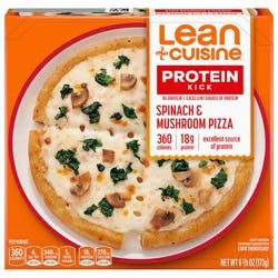 Lean Cuisine Frozen Meal Spinach and Mushroom Frozen Pizza, Protein Kick Microwave Meal, Microwave Pizza Dinner, Frozen Dinner for One