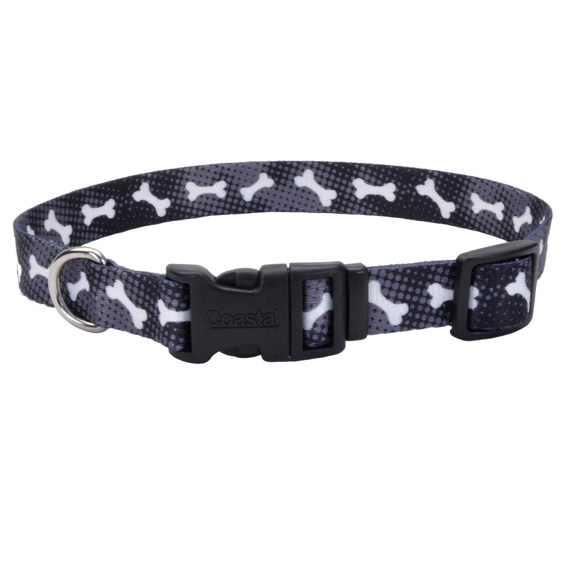 slide 1 of 1, Coastal Adjustable Collar - Black Bones - XS, 1 ct