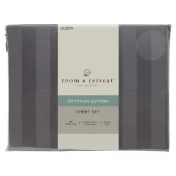 Home Damask 500TC Egyptian Cotton Sheet Set, Queen, Frost Grey