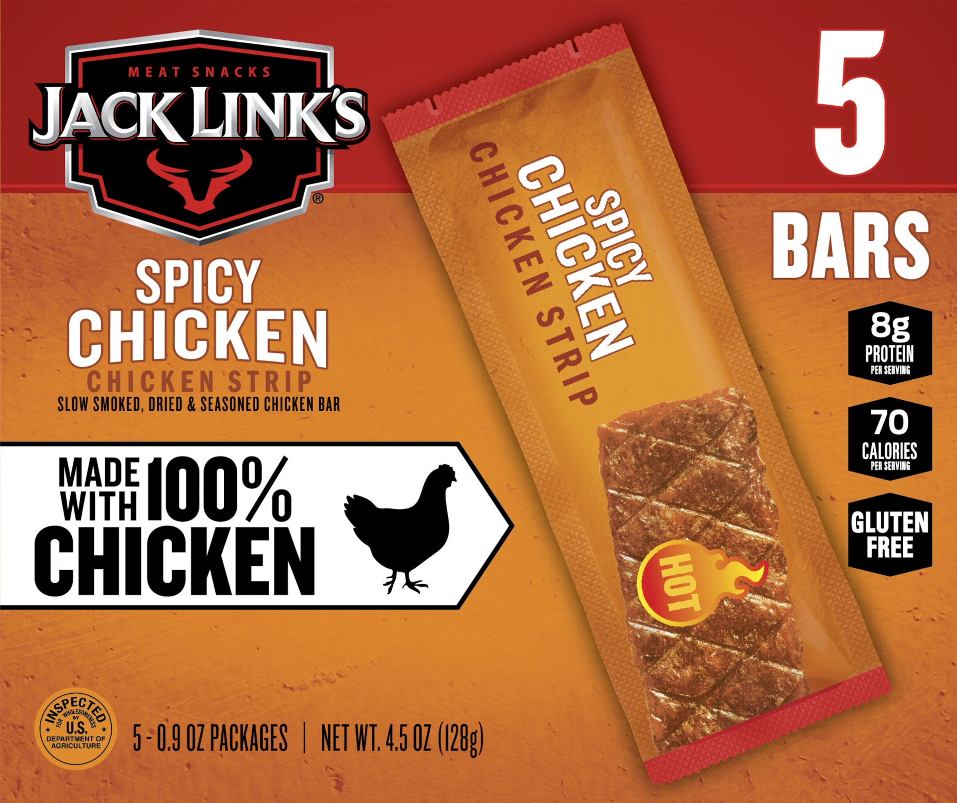 slide 1 of 1, Jack Link's Spicy Chicken Strips Multi Pack, 5 ct; 0.9 oz
