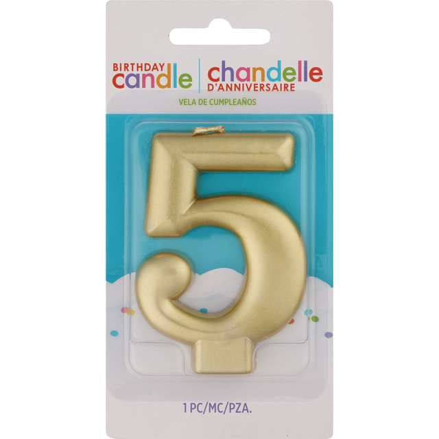 slide 1 of 1, AMSCAN Cndl Metallic Numeral #5 Gold, 1 ct