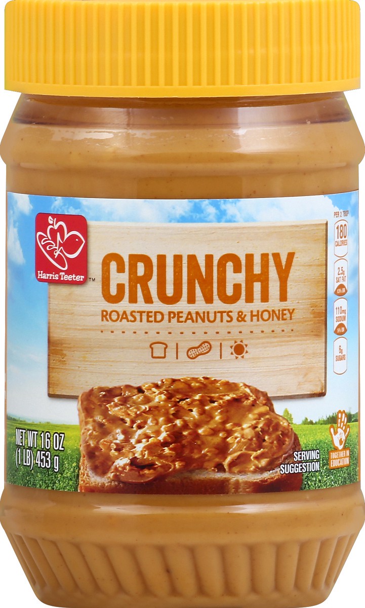 slide 2 of 2, Harris Teeter Roasted Peanuts & Honey - Crunchy, 16 oz