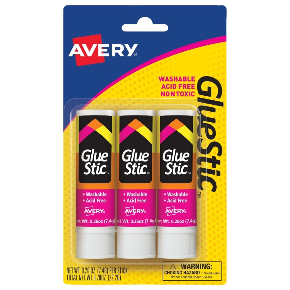 slide 1 of 1, Avery Glue Stic Regular 3 Count - .78 Oz, 3 ct; 0.26 oz