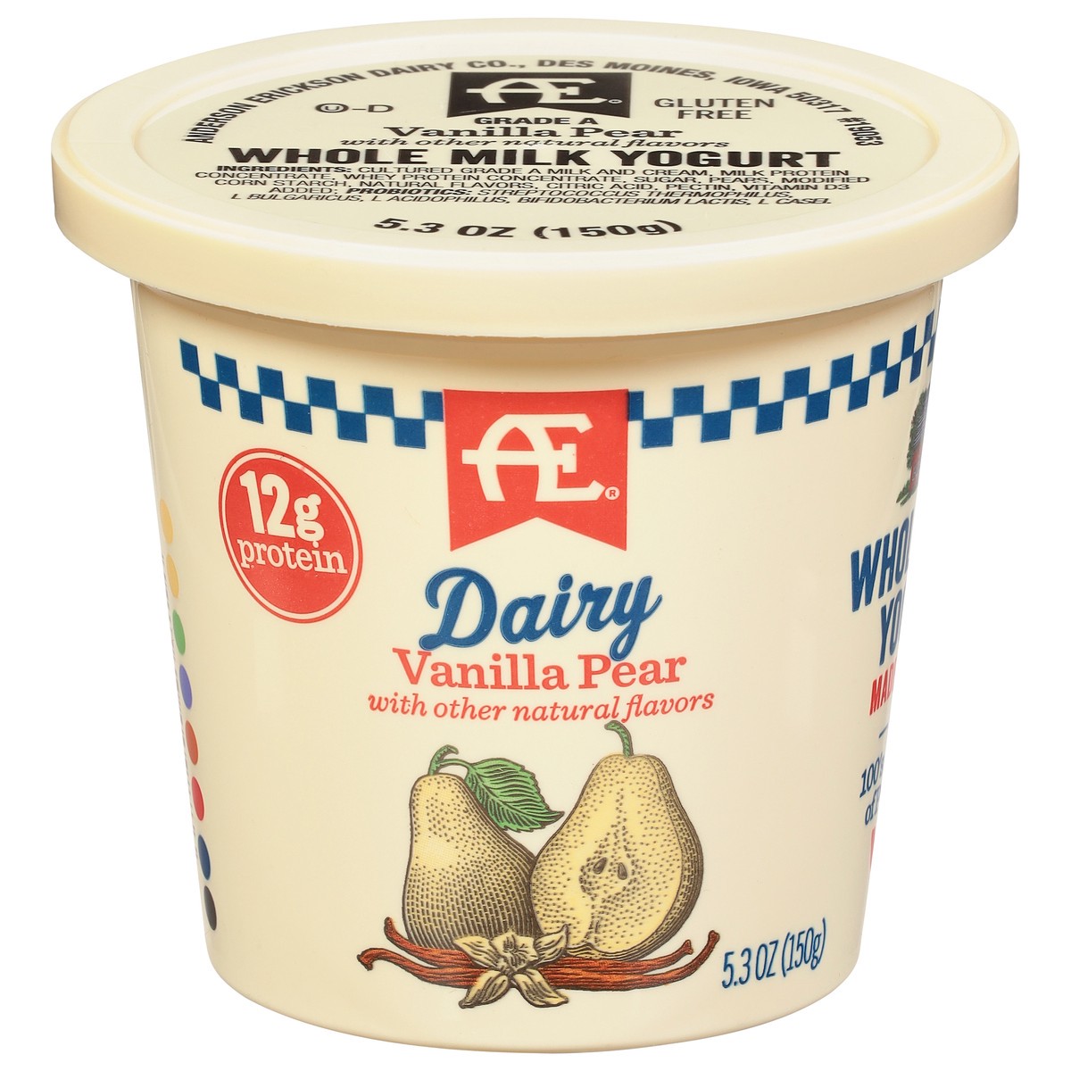 slide 1 of 1, AE Dairy Whole Milk Vanilla Pear Yogurt 5.3 oz, 5.3 oz