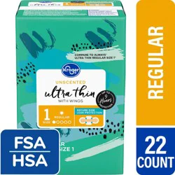 Kroger® Ultra Thin Pads with Wings Regular Size 1 Unscented