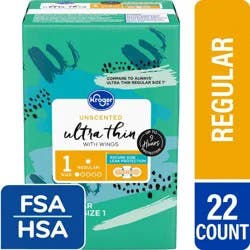 Kroger® Ultra Thin Pads with Wings Regular Size 1 Unscented