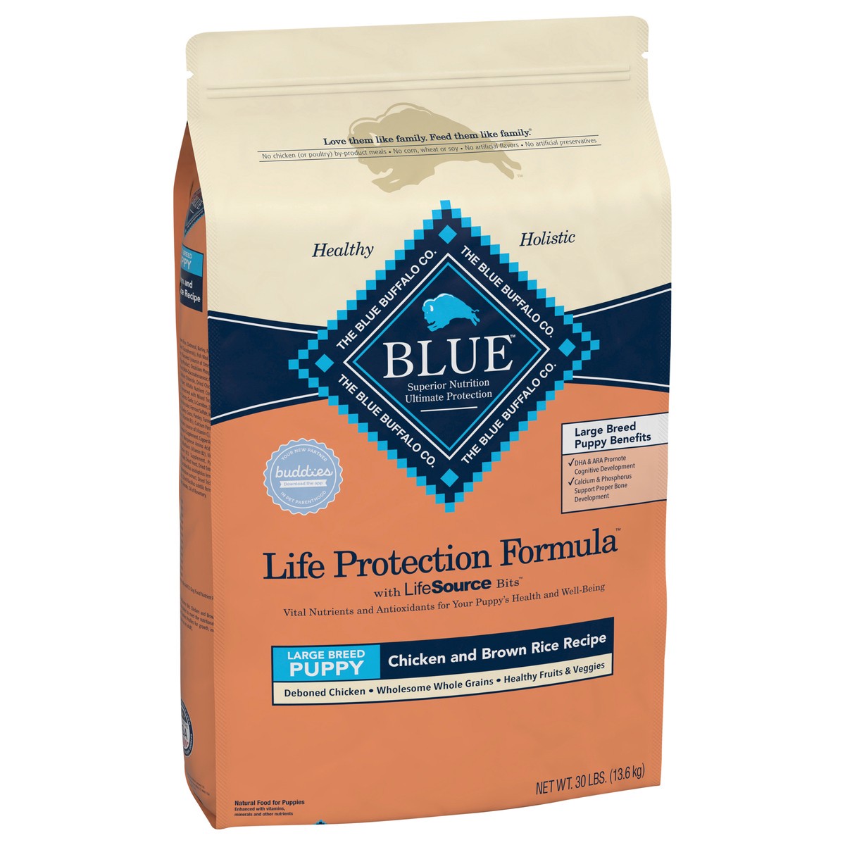 slide 8 of 8, Blue Buffalo Life Protection Formula Natural Puppy Large Breed Dry Dog Food, Chicken and Brown Rice 30-lb, 30 lb