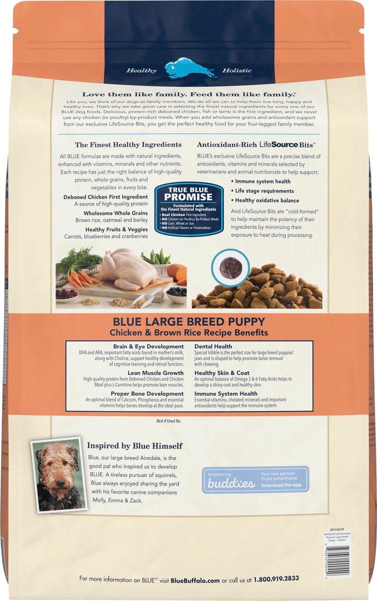 slide 2 of 8, Blue Buffalo Life Protection Formula Natural Puppy Large Breed Dry Dog Food, Chicken and Brown Rice 30-lb, 30 lb