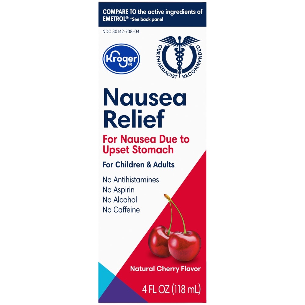 slide 1 of 1, Kroger Cherry Flavor Nausea Relief Liquid, 4 fl oz