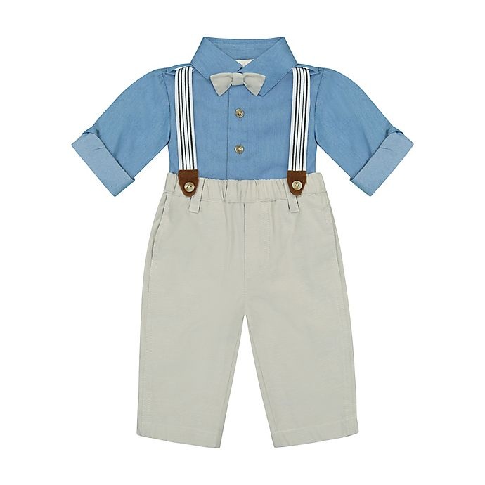 slide 1 of 2, Clasix Beginnings by Miniclasix Shirt, Pant and Suspender Set, 3 ct; 9 M