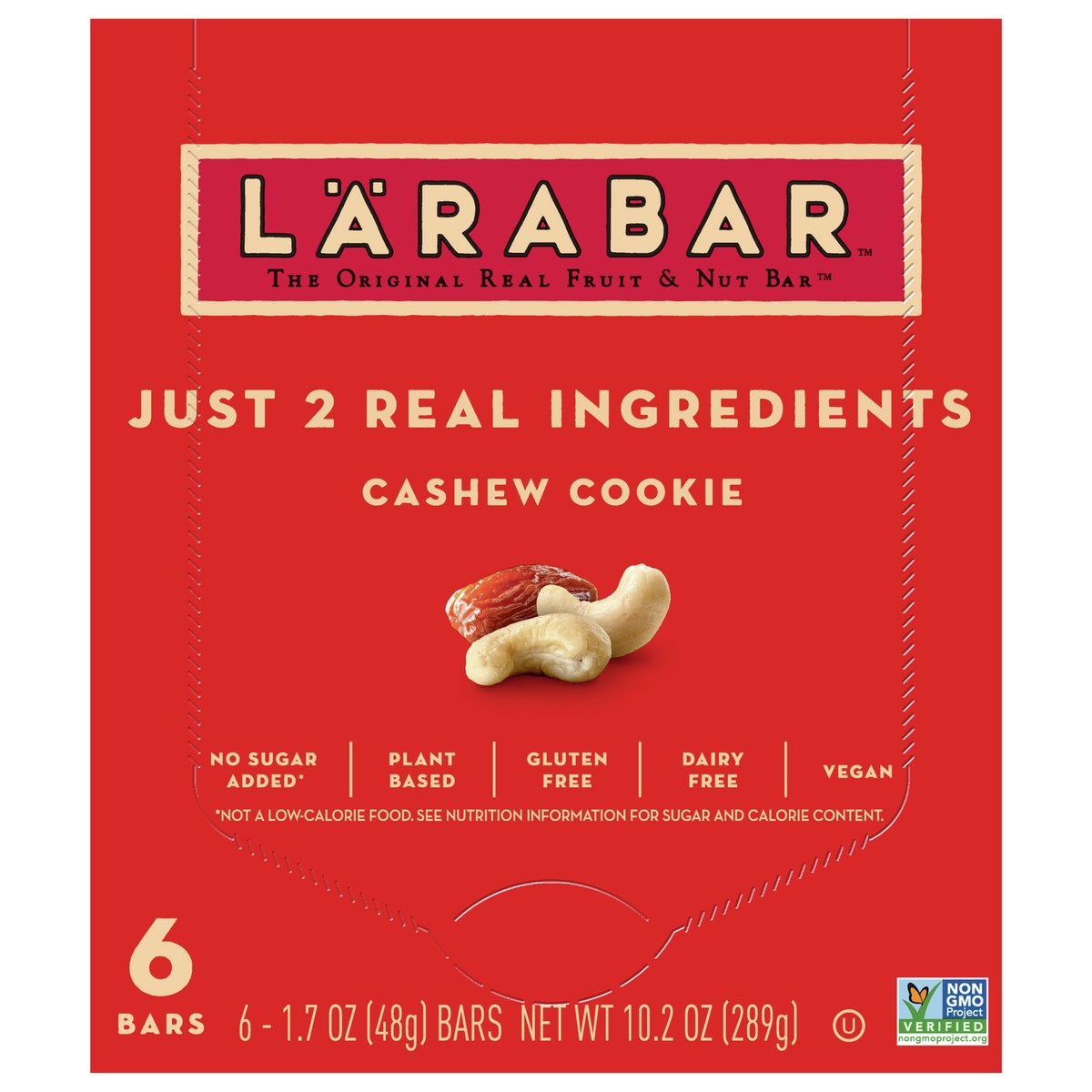 slide 1 of 10, LÄRABAR Cashew Cookie, Gluten Free Vegan Fruit & Nut Bar, 1.7 oz Bars, 6 Ct, 6 ct
