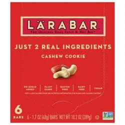 LÄRABAR Cashew Cookie, Gluten Free Vegan Fruit & Nut Bar, 1.7 oz Bars, 6 Ct