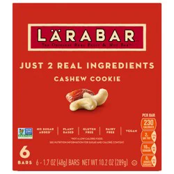 LÄRABAR Cashew Cookie, Gluten Free Vegan Fruit & Nut Bar, 1.7 oz Bars, 6 Ct