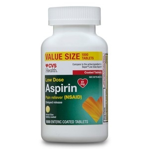 slide 1 of 1, CVS Health Low Dose Aspirin Enteric Coated Tablets, 1000 ct; 81 mg