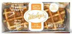 Worley's Butter Vanilla Belgium Waffles Sliced