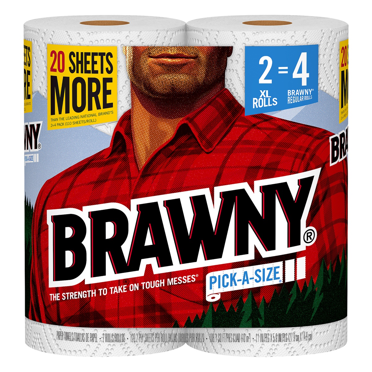 slide 1 of 1, Brawny XL Rolls Pick-A-Size 2-Ply Paper Towels 2 ea, 2 ct