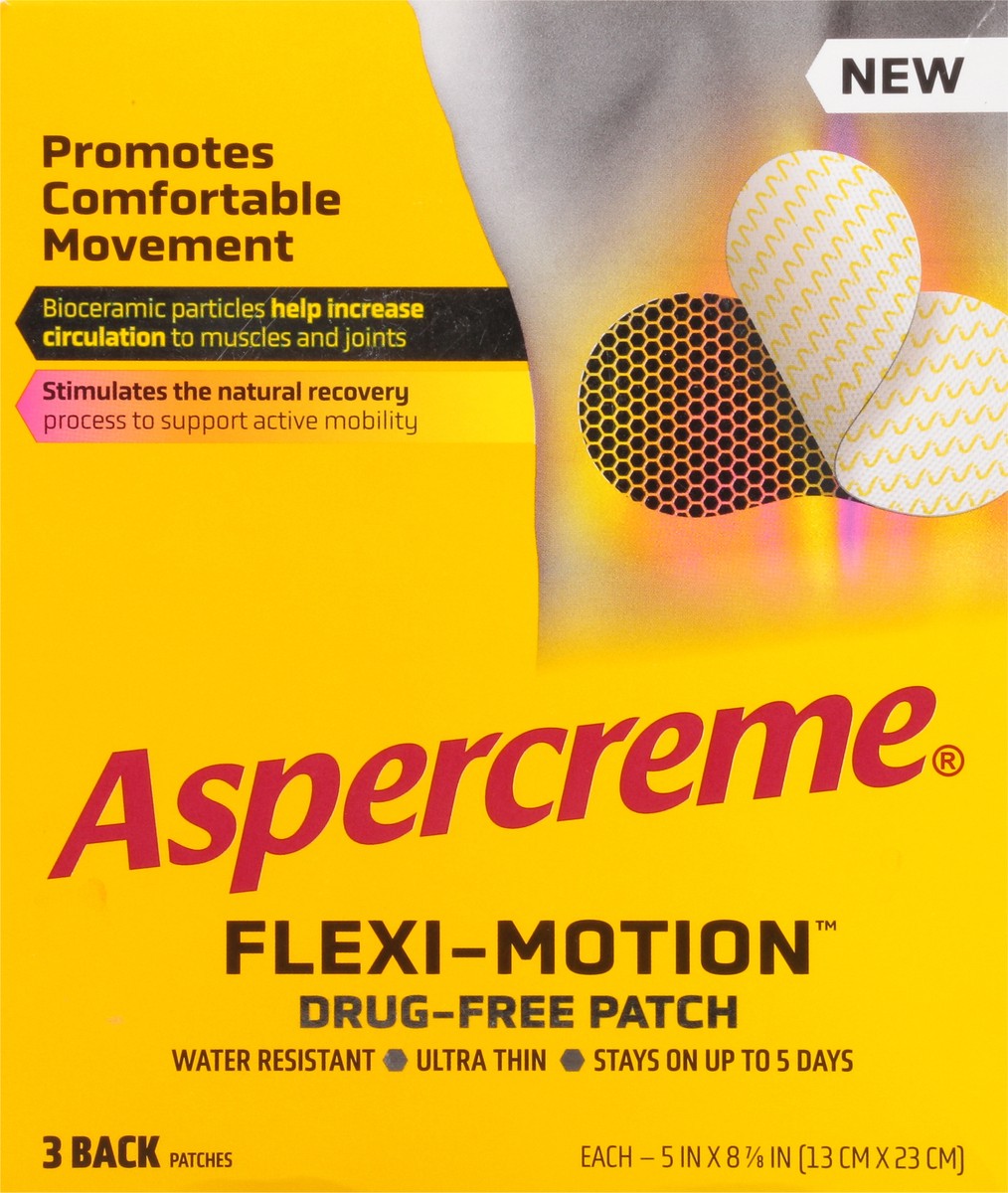 slide 7 of 11, Aspercreme Flexi-Motion Drug-Free Back Patches 3 ea, 3 ct