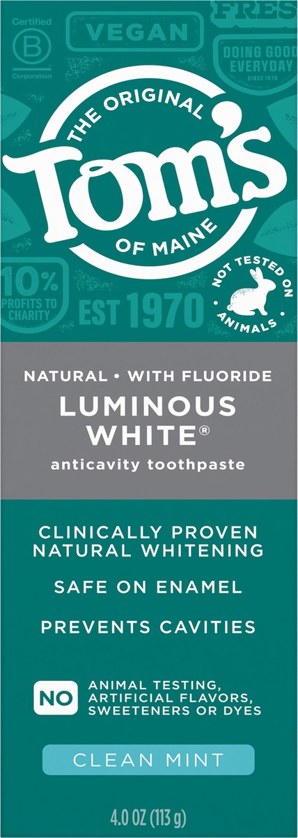 slide 2 of 12, Tom's of Maine Luminous White Anti-Cavity Toothpaste - Clean Mint - 4oz, 4 oz