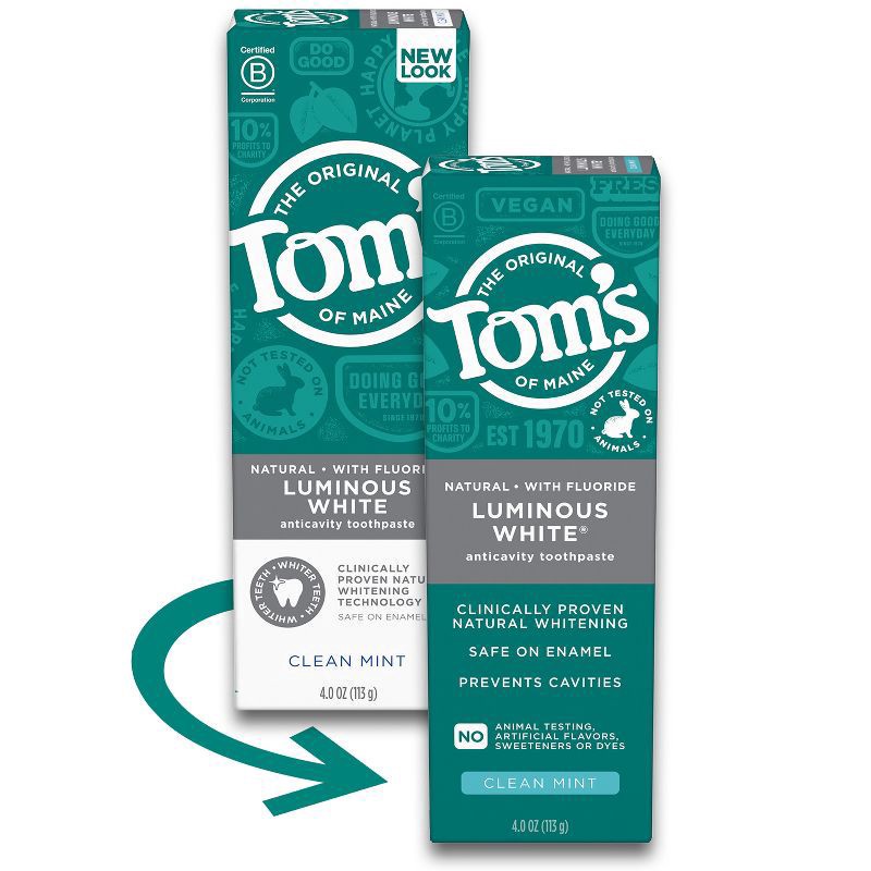 slide 1 of 12, Tom's of Maine Luminous White Anti-Cavity Toothpaste - Clean Mint - 4oz, 4 oz