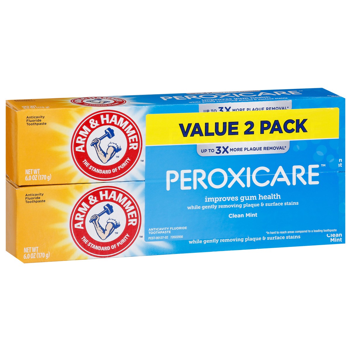 slide 2 of 9, ARM & HAMMER Peroxicare Toothpaste, TWIN PACK (Contains Two 6oz Tubes) – Clean Mint- Fluoride Toothpaste, 12 oz