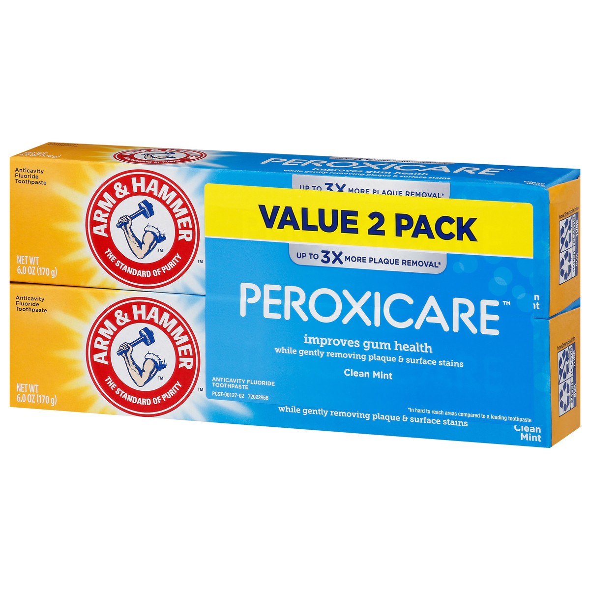 slide 6 of 9, ARM & HAMMER Peroxicare Toothpaste, TWIN PACK (Contains Two 6oz Tubes) – Clean Mint- Fluoride Toothpaste, 12 oz