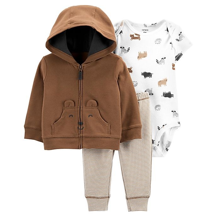 slide 1 of 1, Carter's Bear Hoodie, Bodysuit, and Pant Set - Brown, 3 ct; 6 M