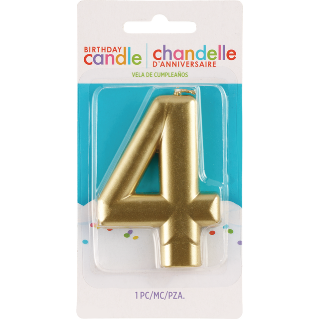 slide 1 of 1, AMSCAN Cndl Metallic Numeral #4 Gold, 1 ct