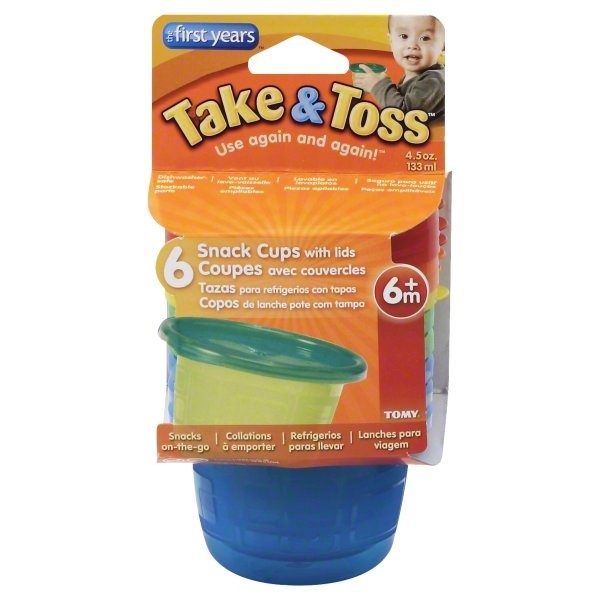 slide 1 of 1, The First Years Snack Cups, with Lids, 4.5 oz, 6m+, 6 ct