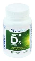 slide 1 of 1, Equaline Vitamin D 1000 IU Softgels, 100 ct