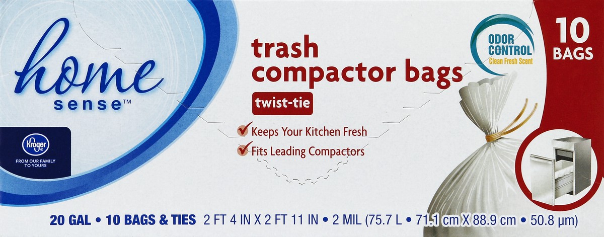 slide 2 of 4, Kroger Home Sense Twist-Tie Trash Compactor Bags, 10 ct