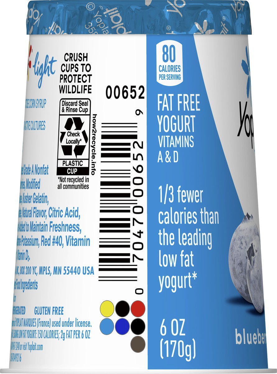 slide 6 of 14, Yoplait Light Blueberry Patch Fat Free Yogurt, 6 OZ Yogurt Cup, 6 oz