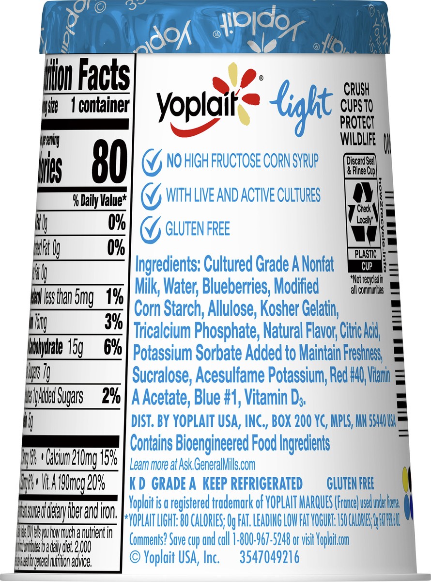 slide 13 of 14, Yoplait Light Blueberry Patch Fat Free Yogurt, 6 OZ Yogurt Cup, 6 oz