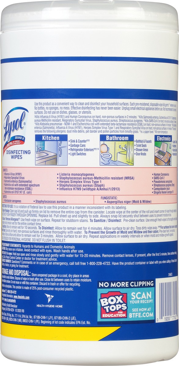 slide 2 of 9, Lysol Disinfectant Wipes, Multi-Surface Antibacterial Cleaning Wipes, For Disinfecting and Cleaning, Lemon and Lime  Blossom, 80 Count, 80 ct