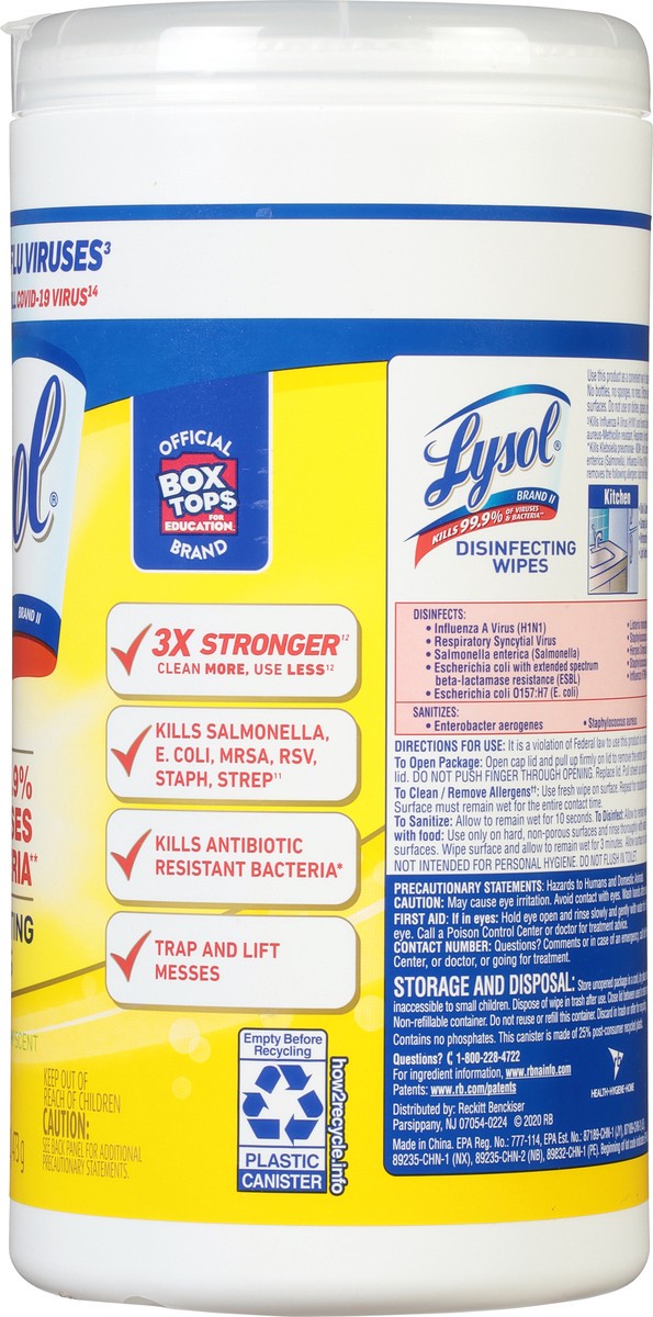slide 4 of 9, Lysol Disinfectant Wipes, Multi-Surface Antibacterial Cleaning Wipes, For Disinfecting and Cleaning, Lemon and Lime  Blossom, 80 Count, 80 ct