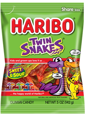 slide 1 of 1, Haribo Bonus Pack Twin Snakes, 7 oz