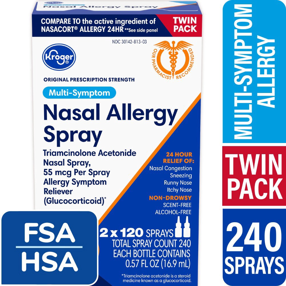 slide 6 of 6, Kroger 24 Hour Nasal Allergy Spray Twin Pack, 2 ct; 0.57 fl oz