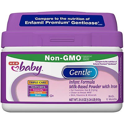 slide 1 of 1, H-E-B Baby Gentle Milk-Based Powder Infant Formula (0-12 Months), 21.5 oz