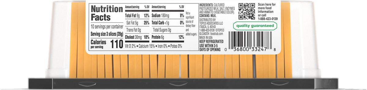 slide 2 of 13, Food Club Cracker Cut Sharp Cheddar Cheese 30 ea, 10 oz