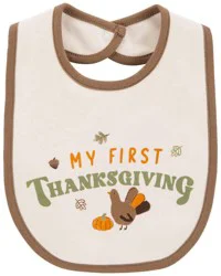 Carter's Baby My First Thanksgiving Teething Bib Ivory/Brown OSZ