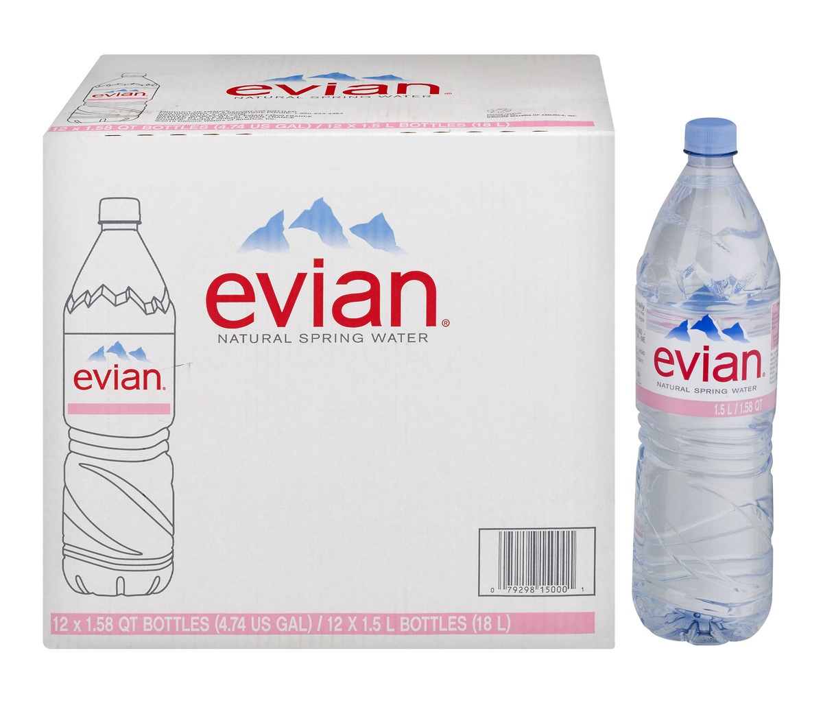 slide 1 of 1, Evian Water, 1 ct